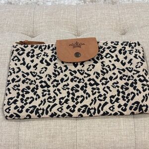 Leopard Print  Zipper Pouch with Tan Accents